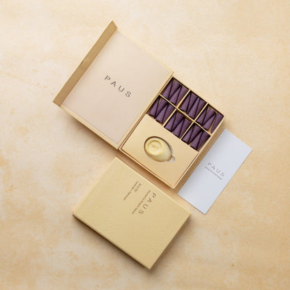 PAUS mood-enhancing incense cones - Lavender + Patchouli fragrance